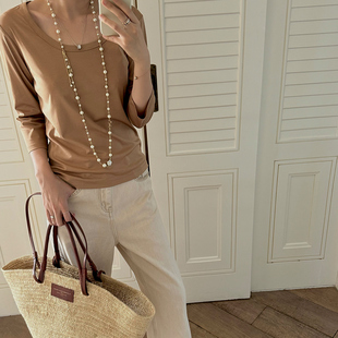 nw80en 多色舒适船领T恤 宽松基础打底衫 休闲风简约百搭长袖女装