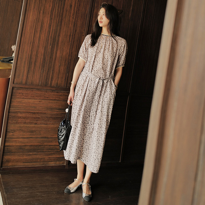 设计师原创印花连衣裙