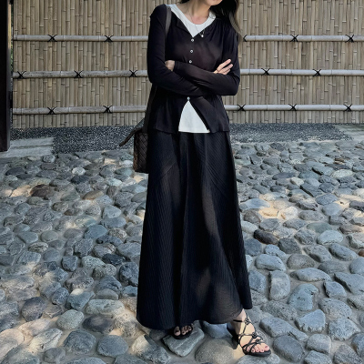 设计师原创打条拼接半裙