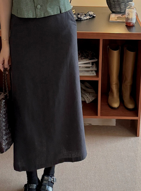 NW8 0EN 法国亚麻高腰极简半裙