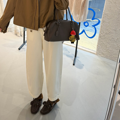 设计师原创米白天丝棉柔软牛仔裤