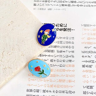 B320 小王子油画不对称耳钉女春夏耳环新款 潮设计感简约耳饰