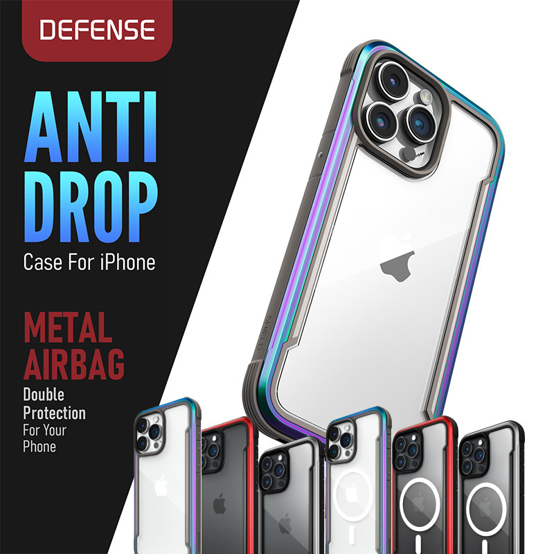 道瑞Defense军规Shield金属透明适用iphone15promax手机壳苹果15plus全包防摔保护套15pro支持MagSafe磁吸14