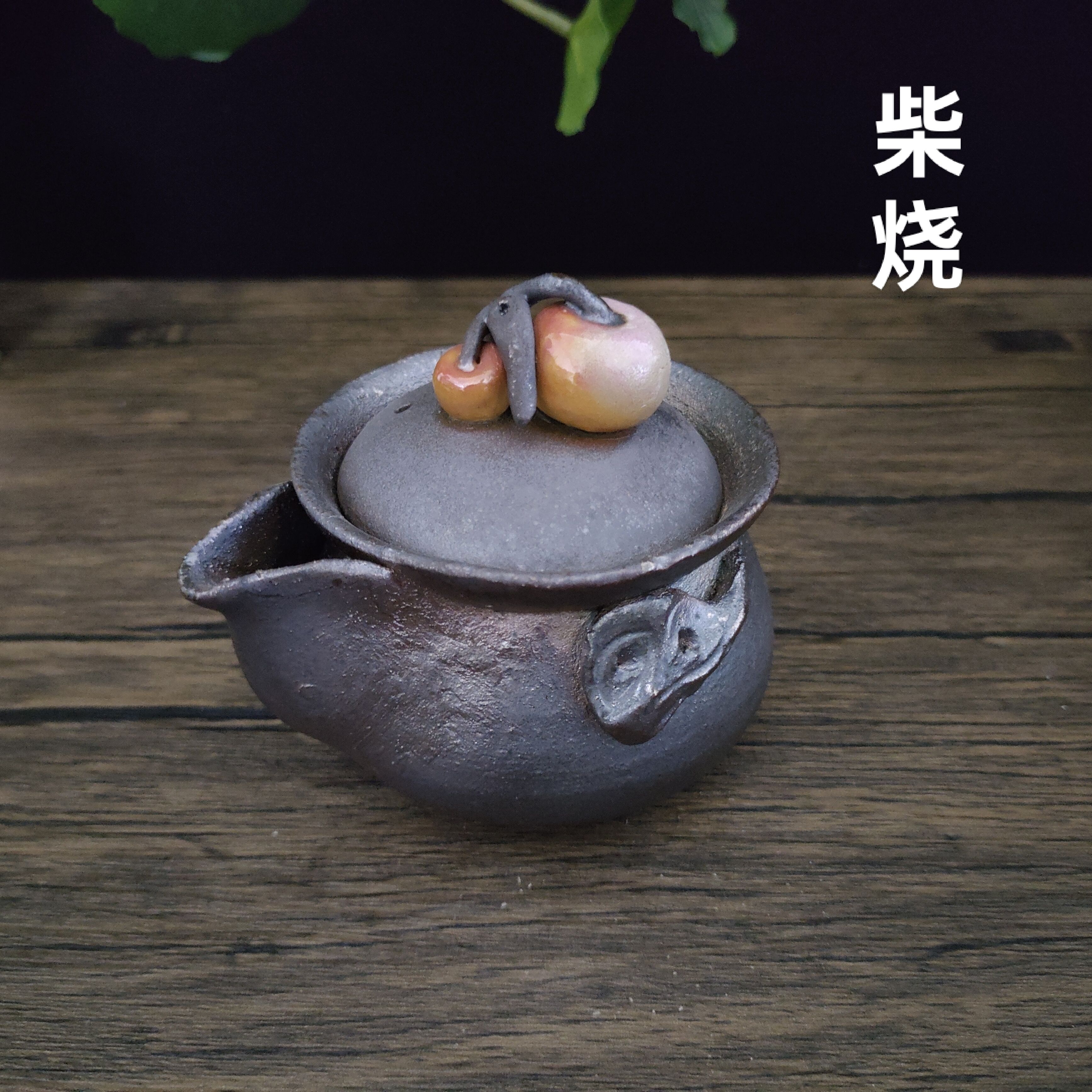 柴烧手工宝瓶泡茶器功夫茶具家用陶瓷小容量手抓壶单壶可养孤品