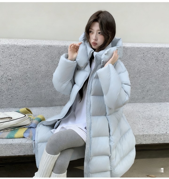 云朵泡芙2025新款冬季外套白鹅绒加厚长款过膝巨好看羽绒服女款黑