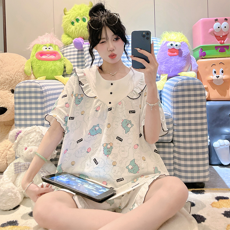 加肥加大码短袖短裤套装