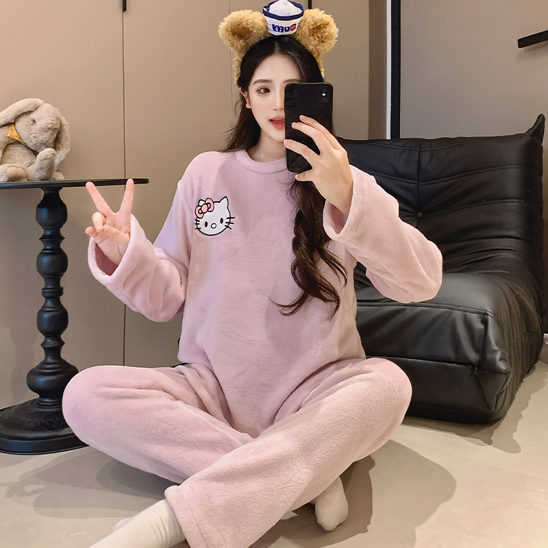 珊瑚绒睡衣女冬季新款卡通套装