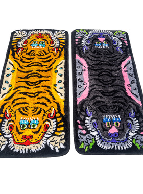 ins风藏虎Panthera tigris可定镇宅老虎长方形爬爬虎地毯地垫坐垫