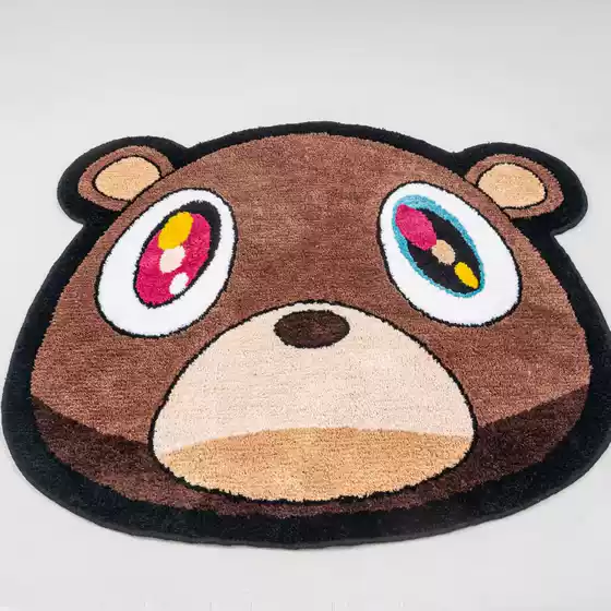 Trendy Kanye West Dropout Bear Tufted/Embroidered Rug Cushion for Living Room, Bedroom, Children's Irregular Floor Mat