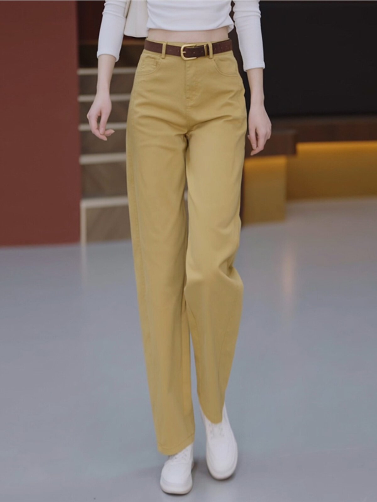 窄版阔腿裤女春秋2025新款高腰宽松显瘦垂感直筒休闲裤香蕉镰刀裤