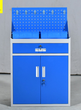 虎一办公家具重型工具柜一斗带背网抽屉收纳柜灰白套蓝色半截矮柜