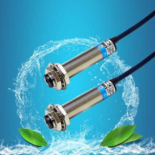 M12漫反射光电开关传感器E3F1-DS5C4NPN三线常开金属铜管DC12v24v