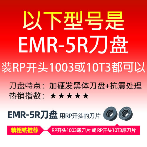 50r5铣刀盘emrw/emr圆鼻63r6飞刀盘80/100/125平面铣数控fmb刀柄