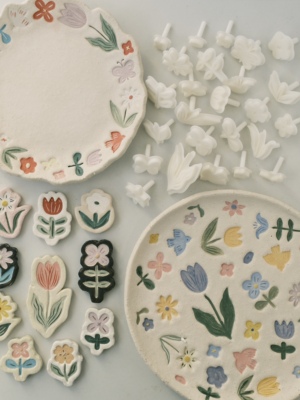 废柴天才花朵叶子植物小鸟蝴蝶手作陶艺陶瓷粘土模具翻糖饼干压模