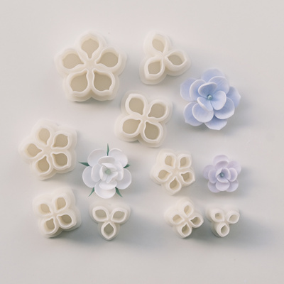 软陶模具立体花朵茉莉花花瓣三个组合耳饰粘土切模0.15mm超薄切口