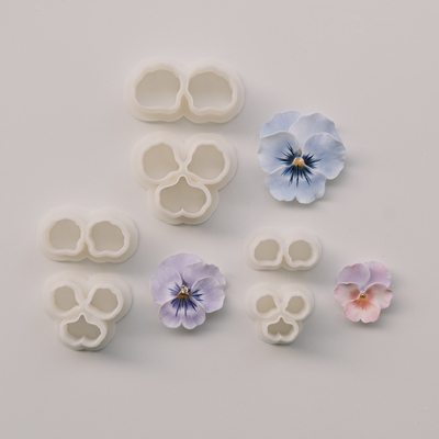 软陶模具立体花朵三色堇角堇组合模具耳饰粘土切模0.15mm超薄切口