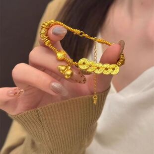 金店同款金色仿真五帝古法葫芦盘缠手链中式复古配饰品手串送礼物