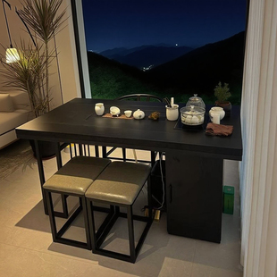 宋氏美学黑胡桃木阳台茶桌白蜡木泡茶桌高端定制设计师同款茶台