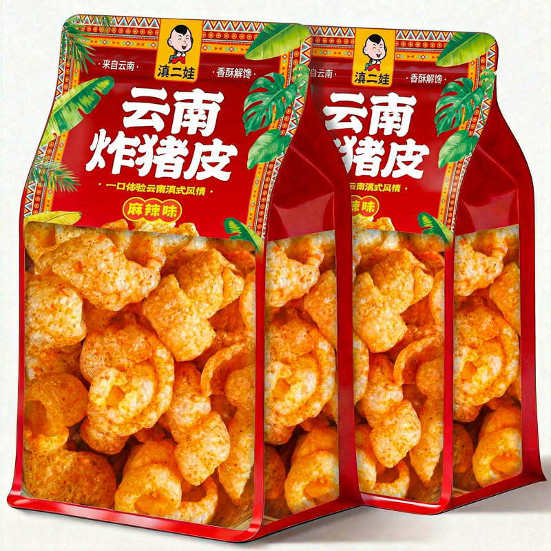 滇二娃云南特产油炸猪皮麻辣即食酥脆椒盐解馋零食小吃休闲下酒菜