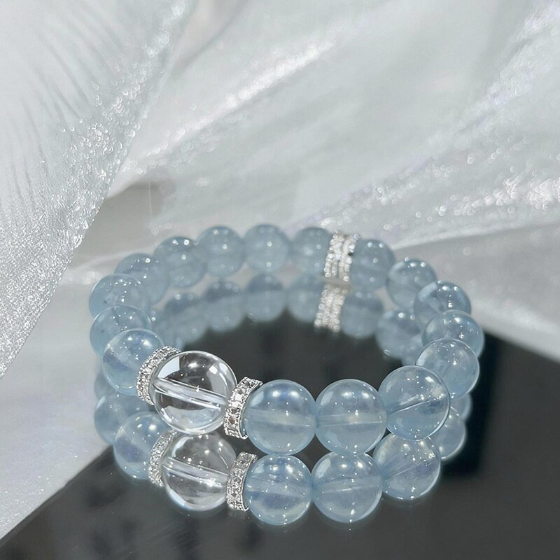 显白简约仿海蓝宝蓝玉髓手链