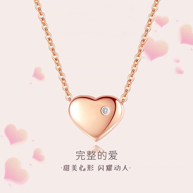天然南非钻石钛钢爱心吊坠项链