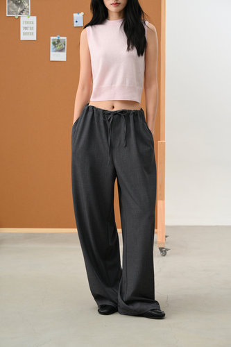 SEAWHEN海维恩26春夏华尔街高智阔腿裤TR面料垂感半松紧阔腿裤潮