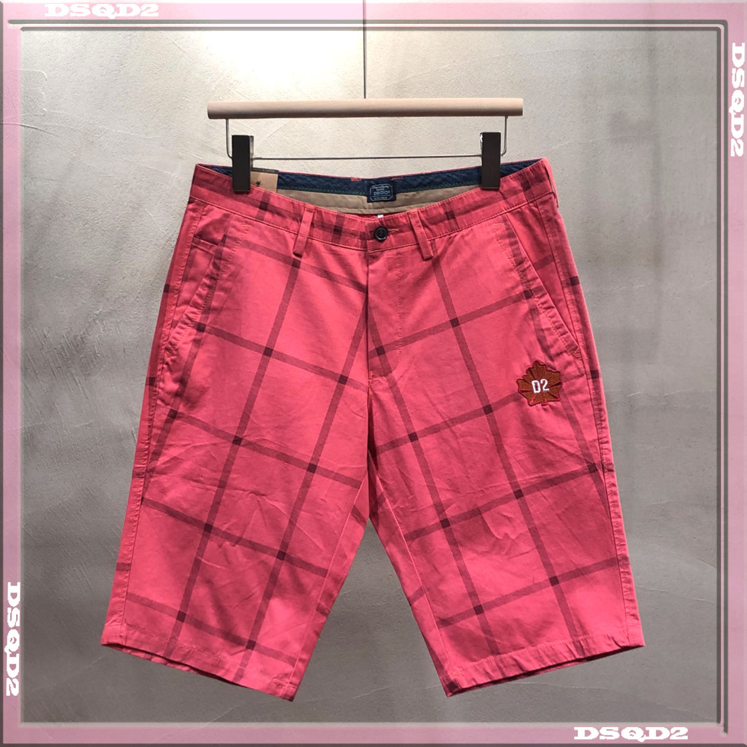 格纹五分裤直筒大格纯棉中裤男士