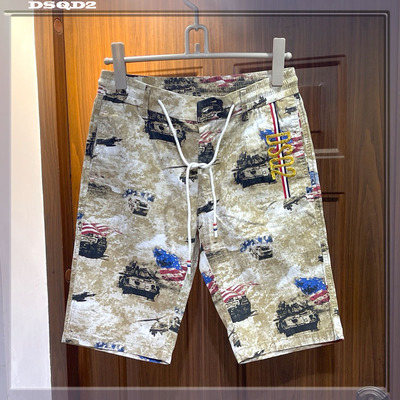 花裤五分裤直筒印花纯棉休闲裤男