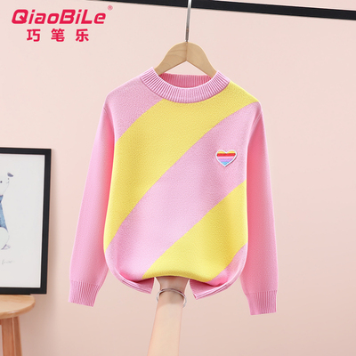 女童毛衣秋冬2025新款儿童针织衫中大童女孩洋气打底加绒加厚纯棉