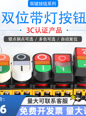 上海马可按钮APBB-22N-25N PPBB双键双位带灯 控制开关复位型铜件