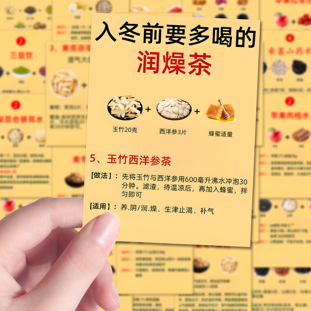 108张秋冬养生茶贴纸健康中医养生饮品科普笔记本iPad贴画防水