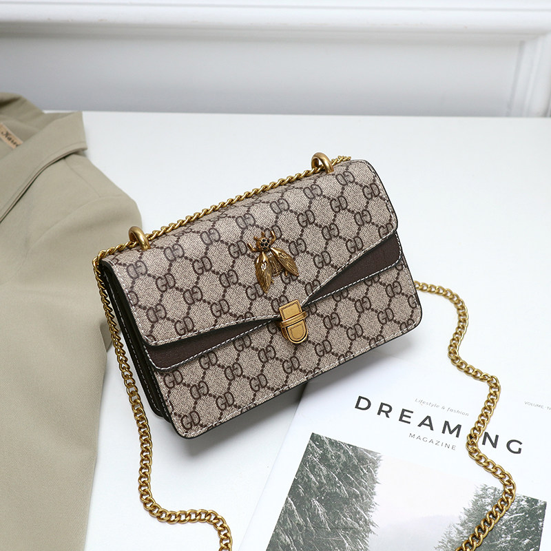 女包新款2020夏季小ck蜜蜂斜挎包女百搭质感小方包流行链条单肩包