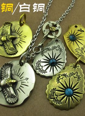 高桥吾郎纯黄铜飞鸟太阳图腾吊牌