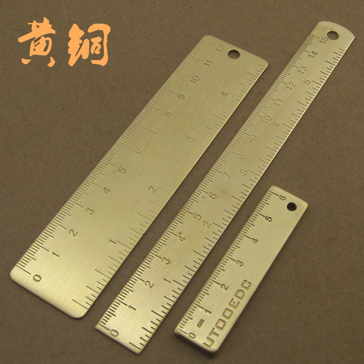 黄铜小尺子纯铜直尺 EDC工具刻度尺创意便携式复古书签钥匙扣挂件