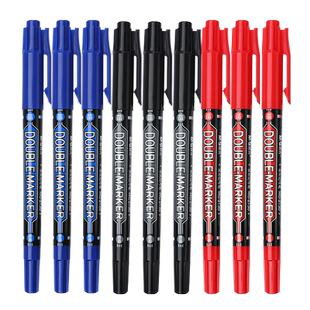 晨光小双头油性记号笔小头细头马克笔勾线笔CD笔儿童绘画黑色描边美术勾边笔批发划线笔防水笔画笔办公用品