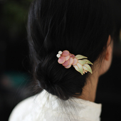 锦鲤新中式 国风发夹仙美粉色侧边夹古风汉服发饰头饰女童秀禾配饰