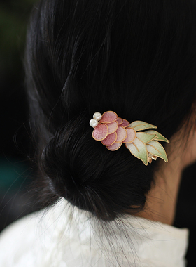 锦鲤新中式国风发夹仙美粉色侧边夹古风汉服发饰头饰女童秀禾配饰