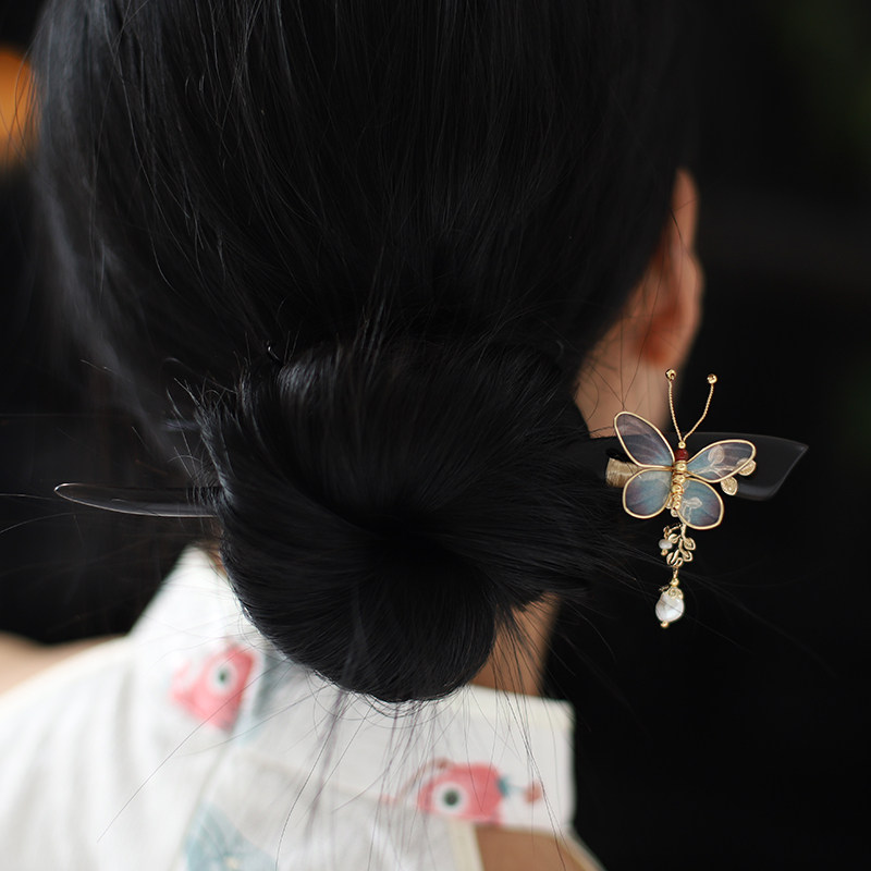 渐变色蝴蝶禅木盘发发簪新中式日常通勤古风甜美发钗簪子旗袍配饰,饰品/流行首饰/时尚饰品新,发饰,淘宝优惠券,粉丝福利购,淘宝优惠卷