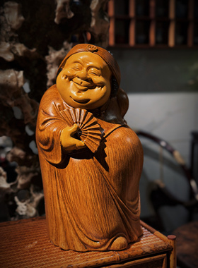 地主地主婆竹根雕摆件开脸漂亮