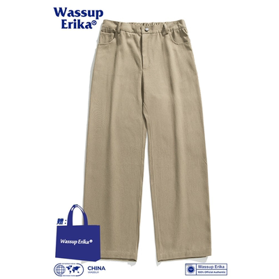 WASSUP ERIKA日系裤子男款夏秋季潮牌纯棉宽松直筒阔腿休闲长裤男