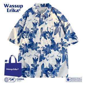 WASSUP ERIKA夏季户外旅游沙滩衬衫男女速干冰感情侣休闲薄款衬衣