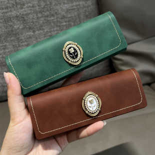 复古玫瑰花 学生墨镜收纳盒子 皮质高档创意便携近视眼镜盒女时尚