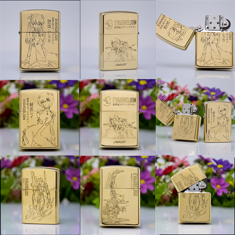 包邮ZORRO佐罗雕刻黄铜动漫福音战士系列创意防风砂轮煤油打火机