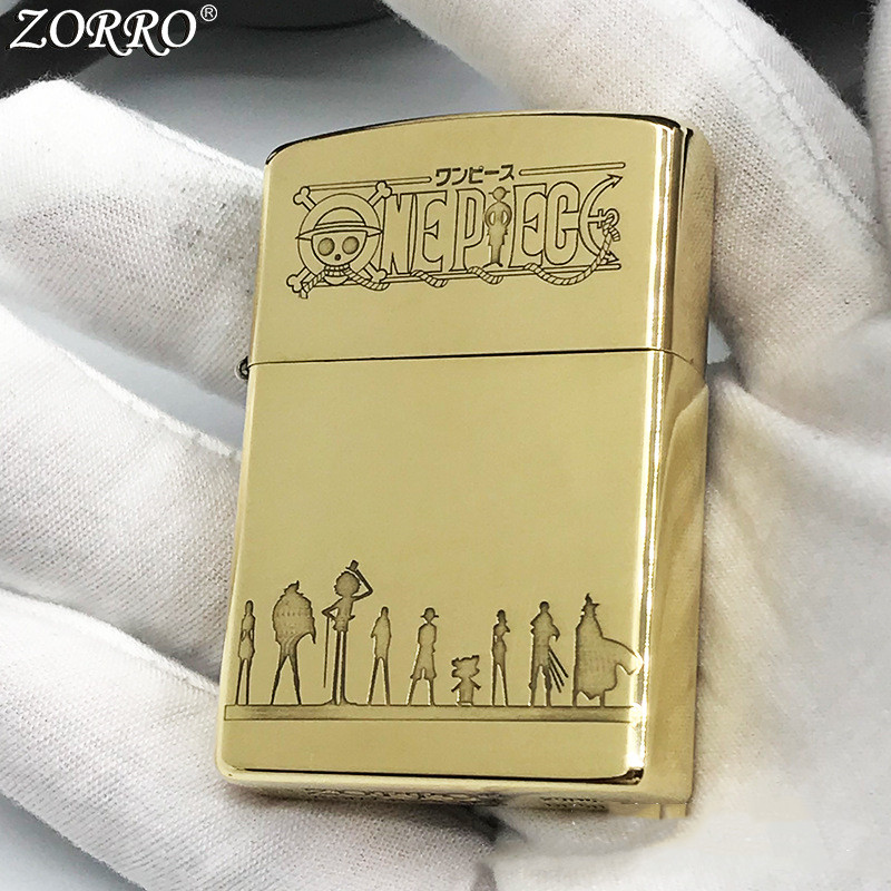 包邮ZORRO/佐罗个性创意黄铜雕刻阳光万里号煤油防风打火机送配件