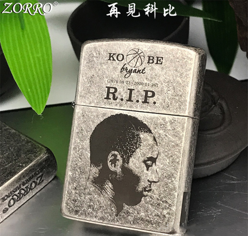 包邮ZORRO佐罗个性创意五面雕刻球星古银科比煤油打火机送配件