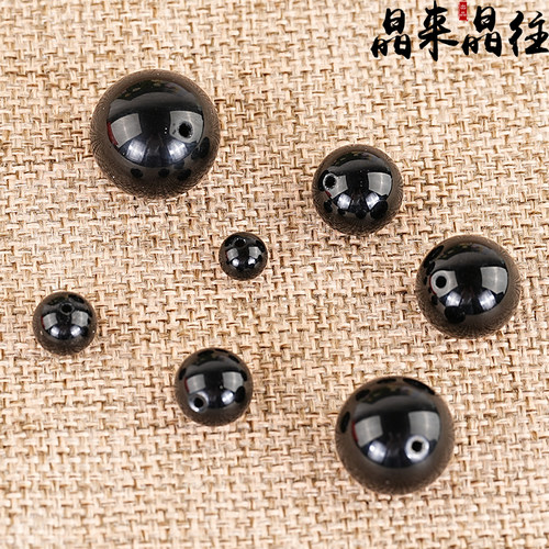 天然乌金黑曜石圆珠散珠有孔