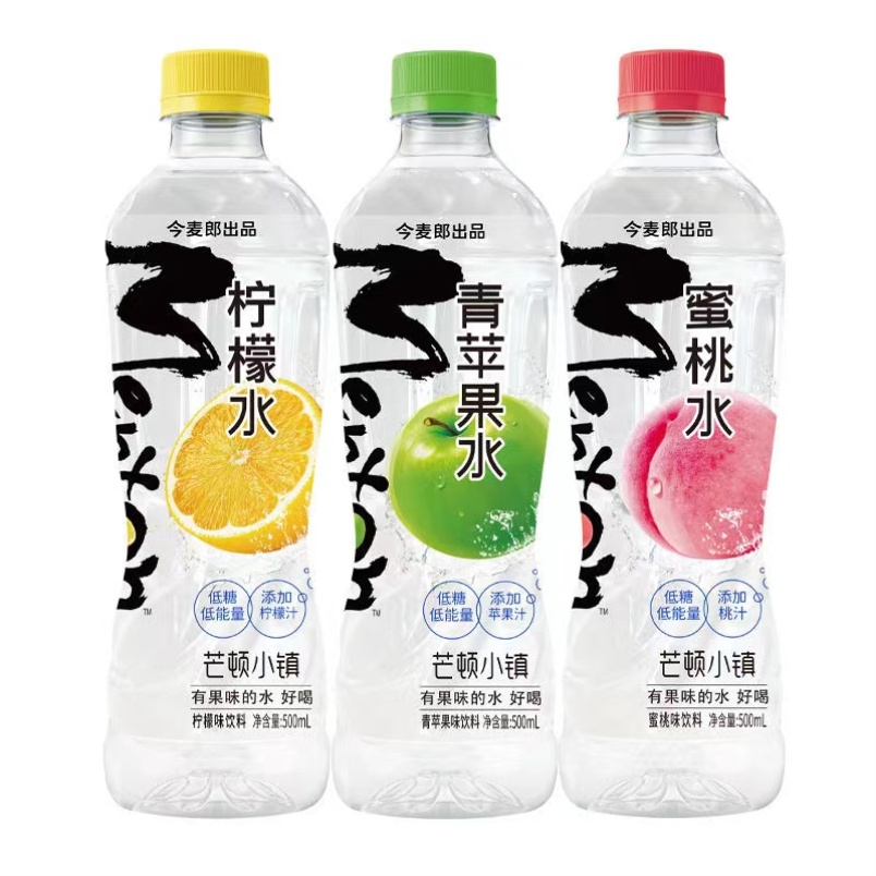 今麦郎果味芒顿小镇饮料500ml青苹果味柠檬味蜜桃味5/12/24瓶饮品