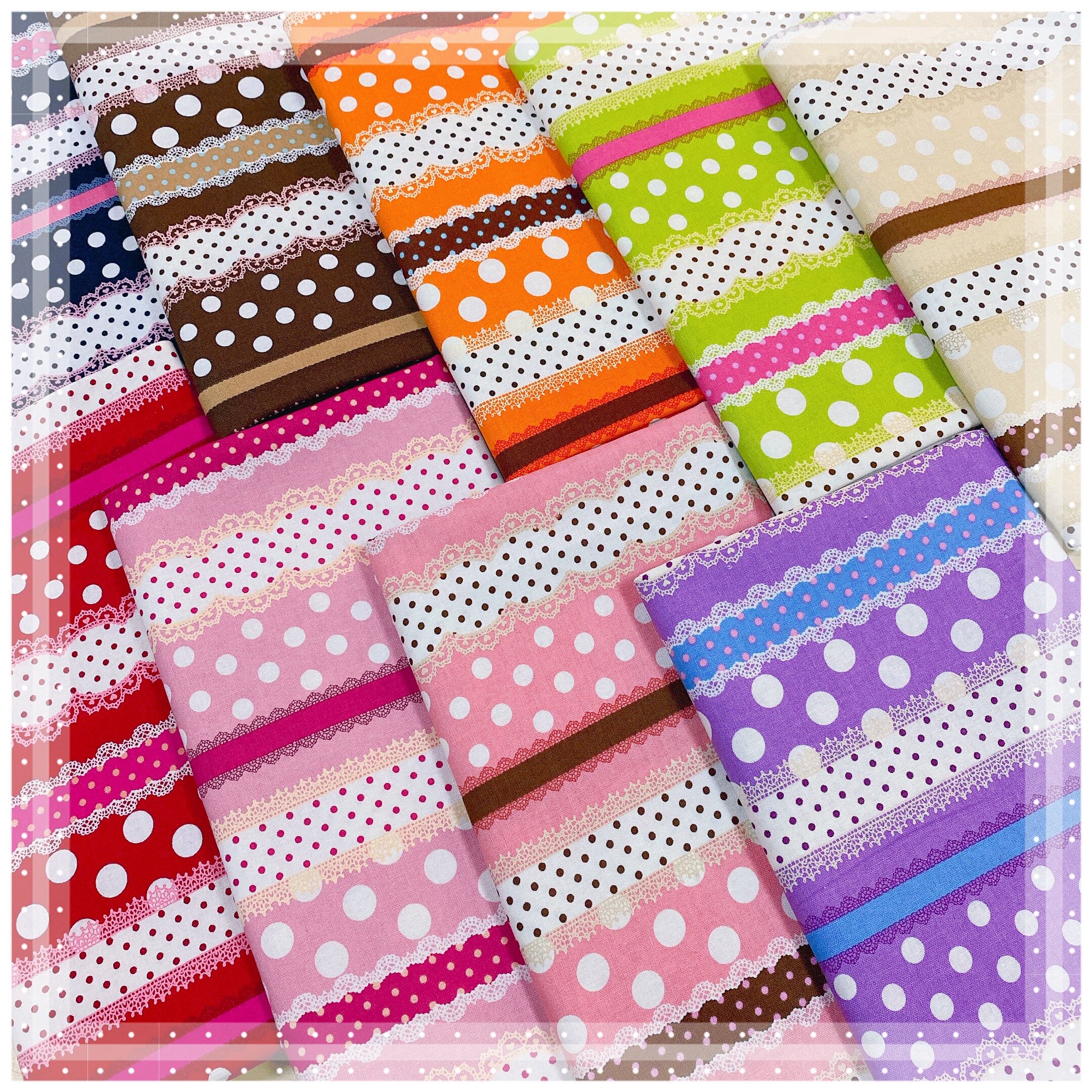 可爱居家布艺拼布料面料日本进口KOKKA全棉印花平纹布头蕾丝拼接