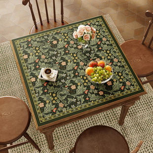范居态度绿芜方型八仙桌皮革桌垫美式氛围感免洗防水防油垫子桌布