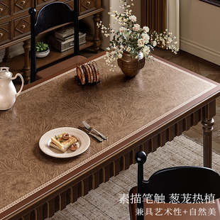 高档长方形桌面保护垫定制 卡侬皮革桌垫防水防油耐高温中古风美式